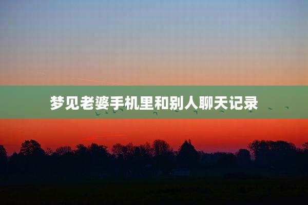 梦见老婆手机里和别人聊天记录