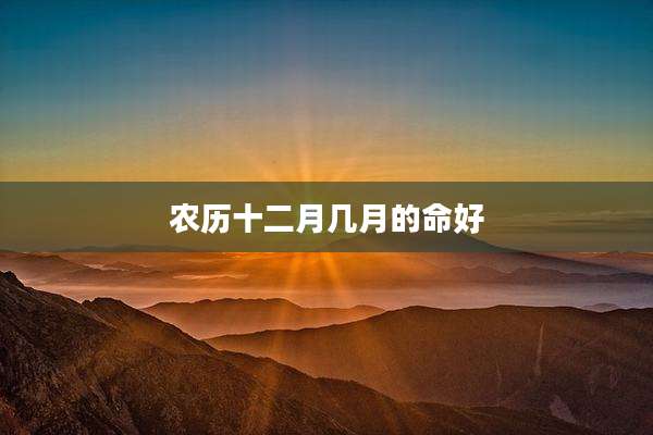 农历十二月几月的命好