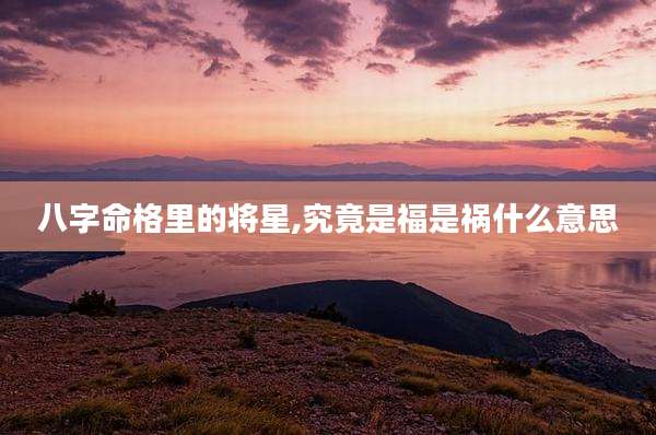 八字命格里的将星,究竟是福是祸什么意思