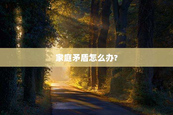 家庭矛盾怎么办?