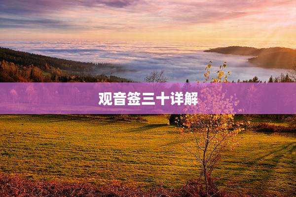 观音签三十详解