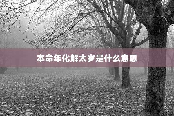 本命年化解太岁是什么意思