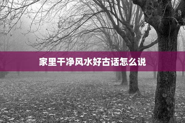 家里干净风水好古话怎么说