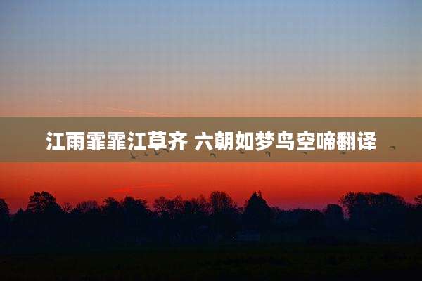 江雨霏霏江草齐 六朝如梦鸟空啼翻译