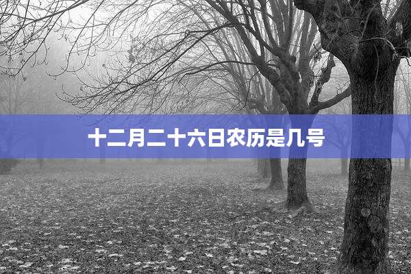 十二月二十六日农历是几号