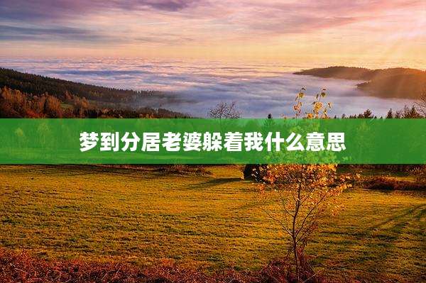 梦到分居老婆躲着我什么意思