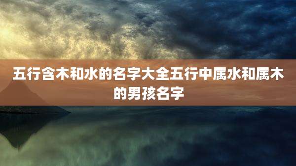 五行含木和水的名字大全五行中属水和属木的男孩名字