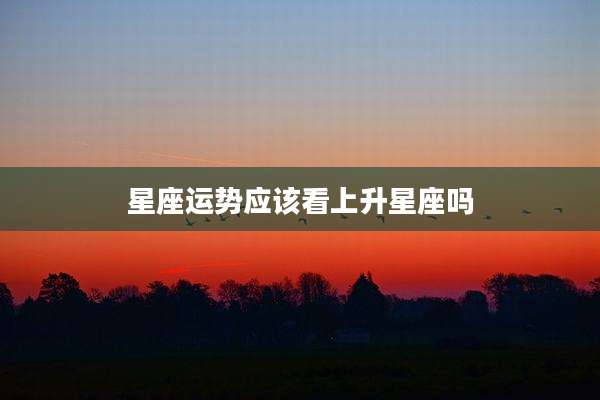 星座运势应该看上升星座吗