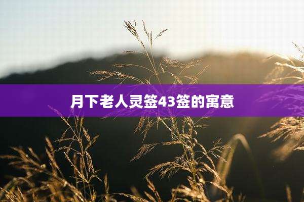 月下老人灵签43签的寓意