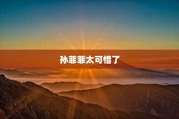 孙菲菲太可惜了