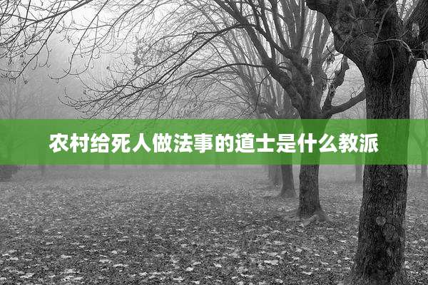 农村给死人做法事的道士是什么教派