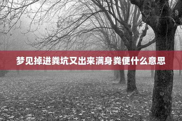 梦见掉进粪坑又出来满身粪便什么意思