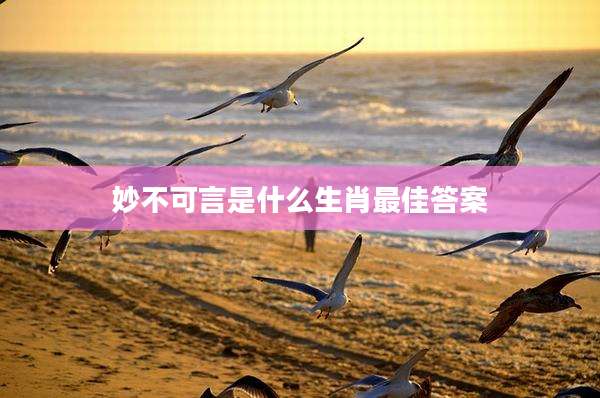 妙不可言是什么生肖最佳答案