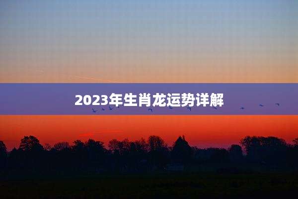 2023年生肖龙运势详解