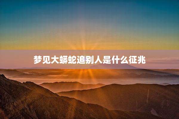 梦见大蟒蛇追别人是什么征兆
