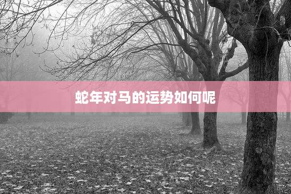 蛇年对马的运势如何呢