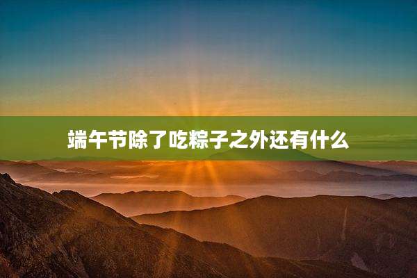 端午节除了吃粽子之外还有什么