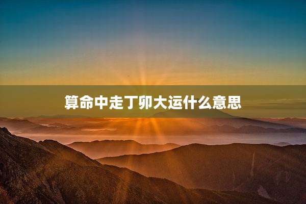 算命中走丁卯大运什么意思
