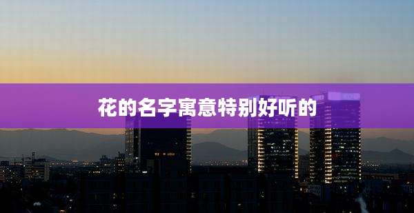 花的名字寓意特别好听的