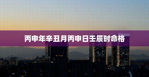 丙申年辛丑月丙申日壬辰时命格