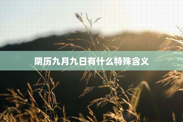 阴历九月九日有什么特殊含义