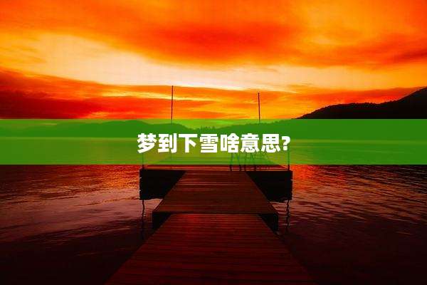 梦到下雪啥意思?