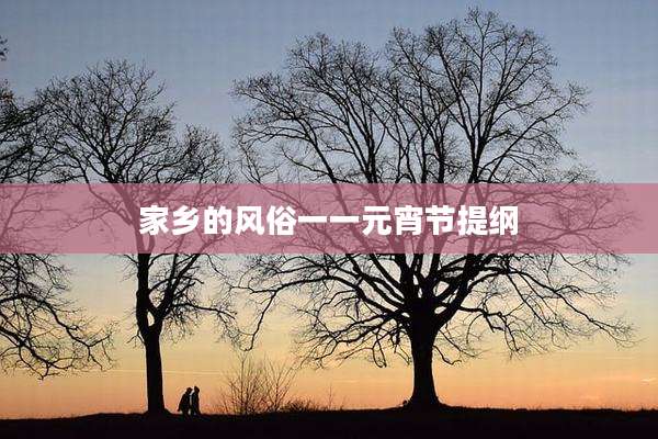 家乡的风俗一一元宵节提纲