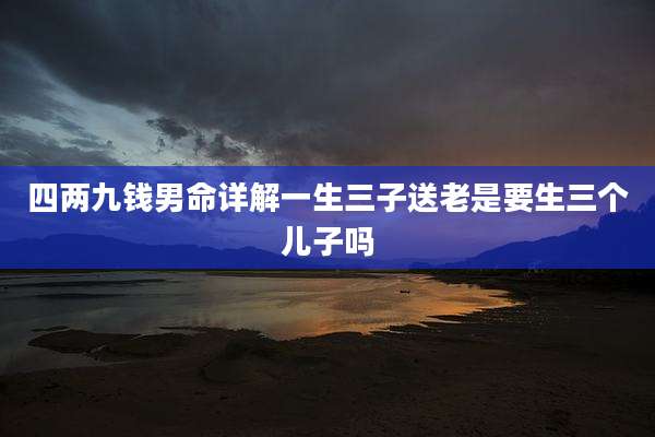 四两九钱男命详解一生三子送老是要生三个儿子吗