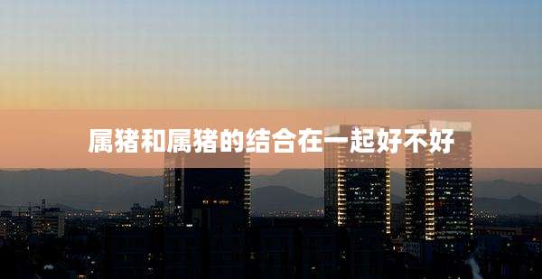 属猪和属猪的结合在一起好不好