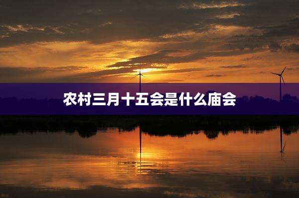 农村三月十五会是什么庙会