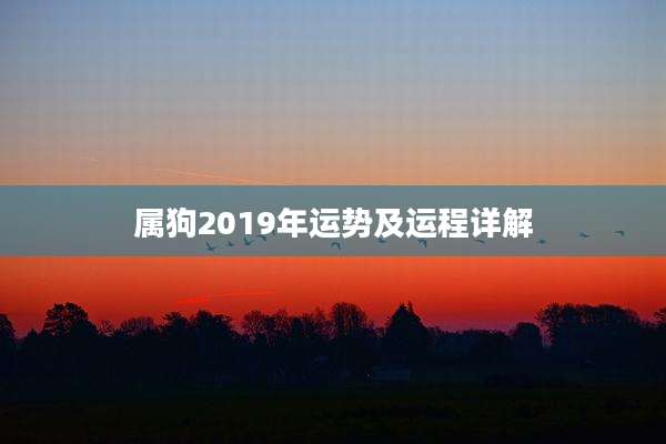 属狗2019年运势及运程详解