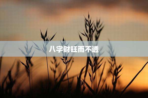 八字财旺而不透