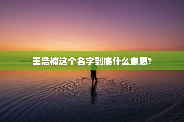 王浩楠这个名字到底什么意思?