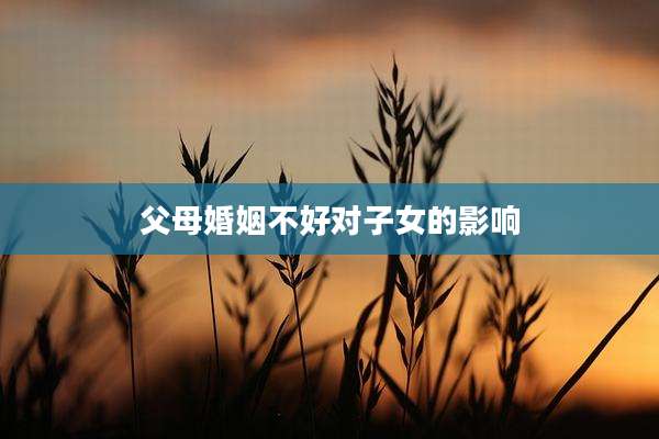 父母婚姻不好对子女的影响