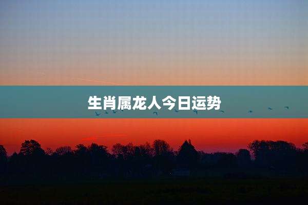 生肖属龙人今日运势