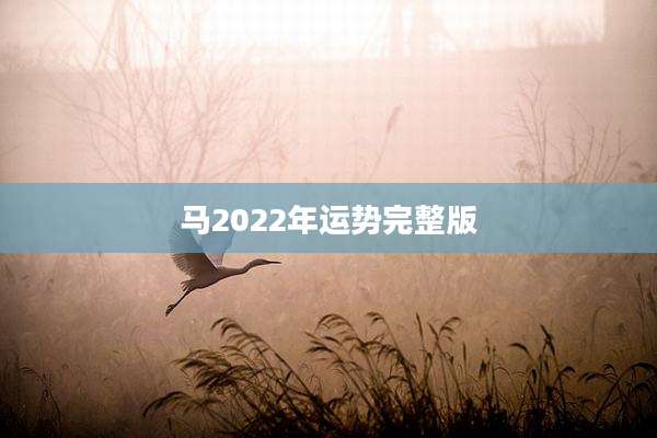 马2022年运势完整版