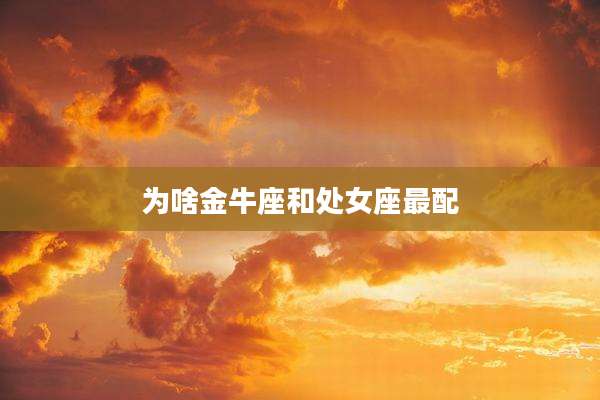 为啥金牛座和处女座最配