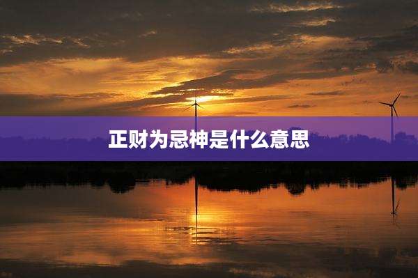 正财为忌神是什么意思