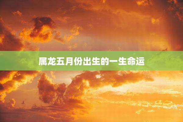 属龙五月份出生的一生命运