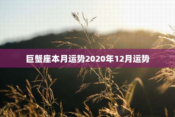 巨蟹座本月运势2020年12月运势