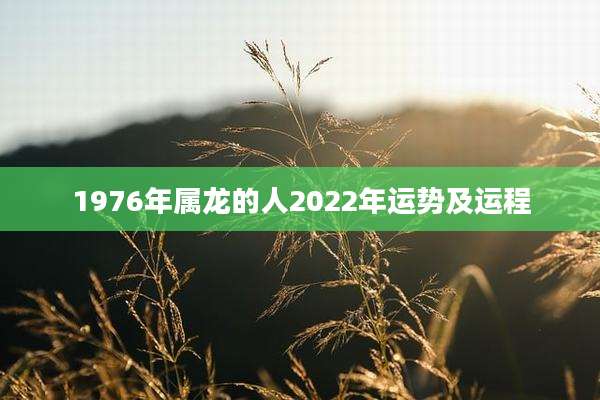 1976年属龙的人2022年运势及运程