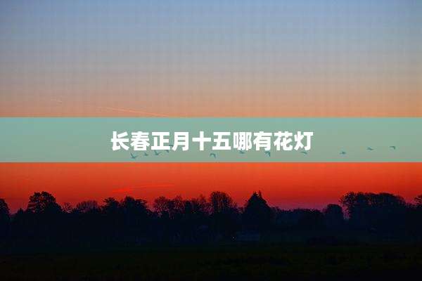 长春正月十五哪有花灯