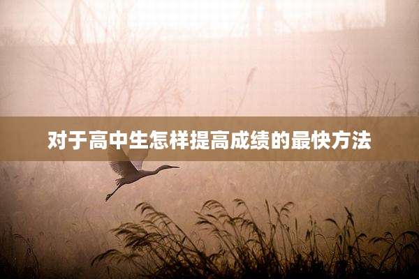 对于高中生怎样提高成绩的最快方法