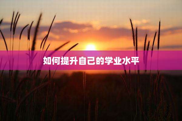 如何提升自己的学业水平