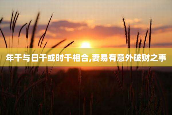 年干与日干或时干相合,妻易有意外破财之事