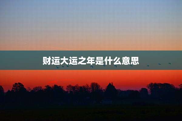 财运大运之年是什么意思