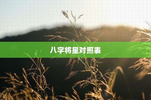 八字将星对照表