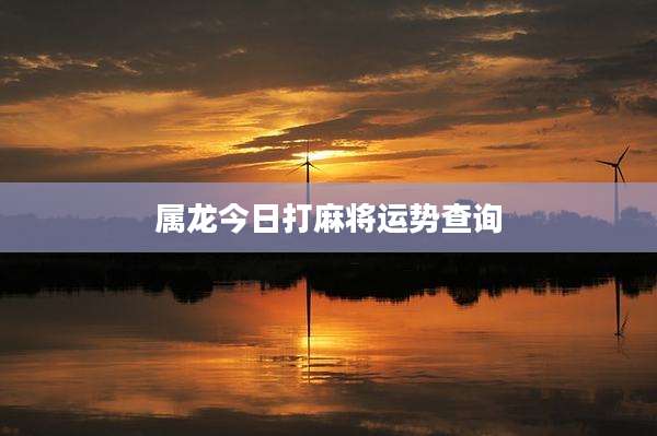 属龙今日打麻将运势查询