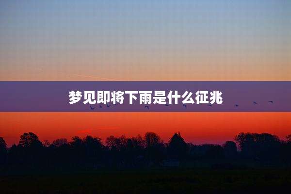梦见即将下雨是什么征兆