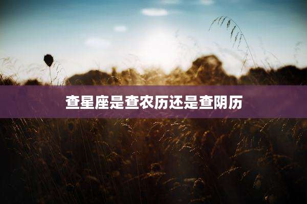 查星座是查农历还是查阴历